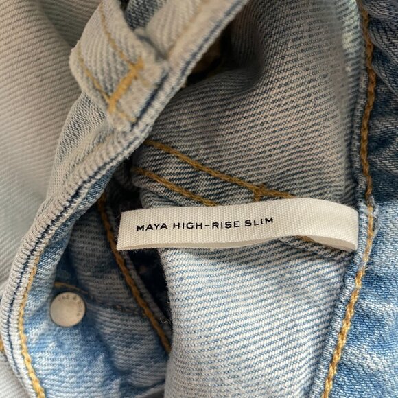 Rag & Bone Maya High Rise Slim Denim Jeans Light Wash Raven With Holed Blue 27 - Picture 11 of 11